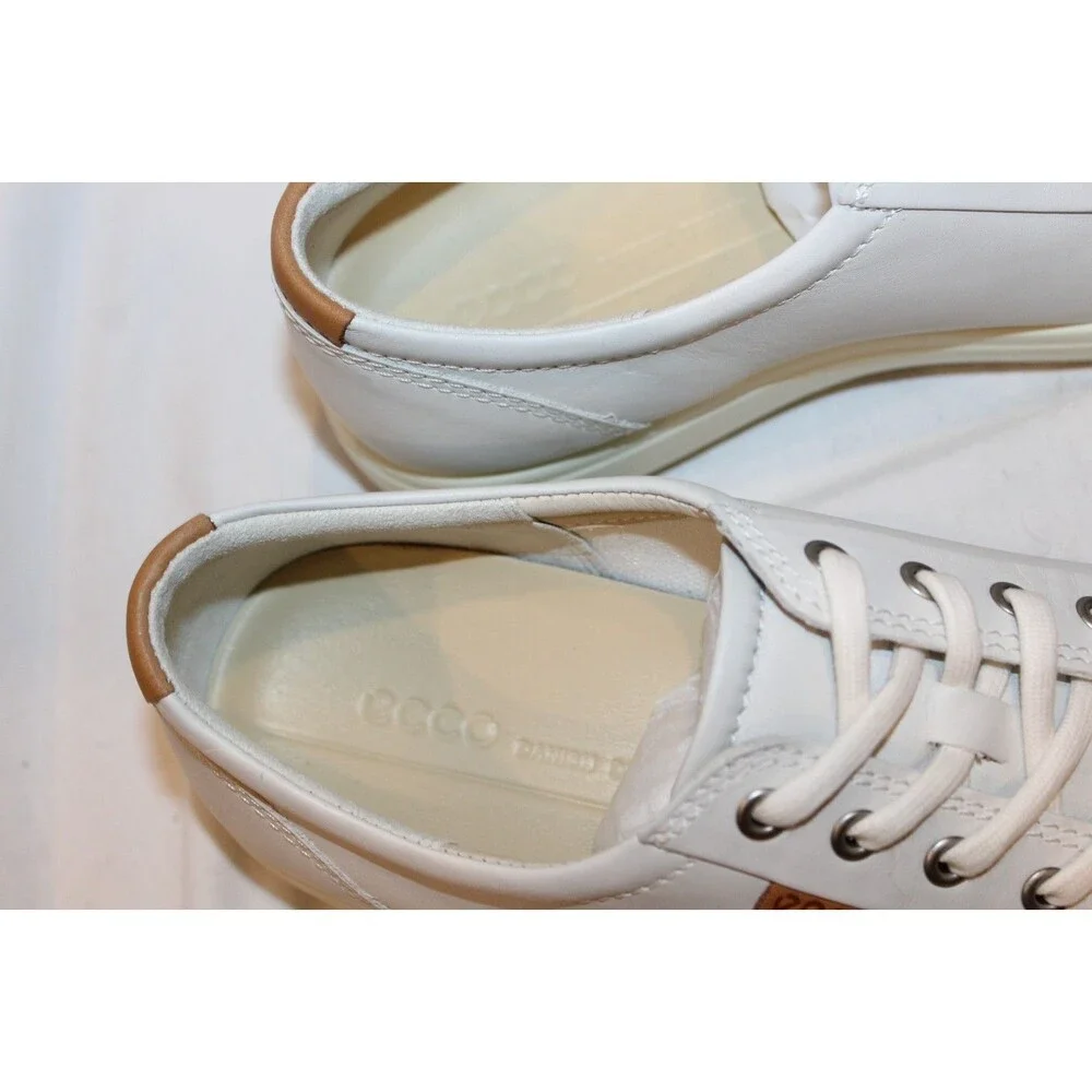 Ecco Soft 7 Men's Leather Low Top Casual Athletic Sneakers EU 42 US 9 WHITE $300